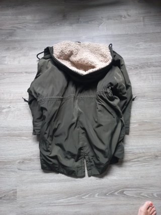 Abrigo Zara verde borreguito interior Talla amplia