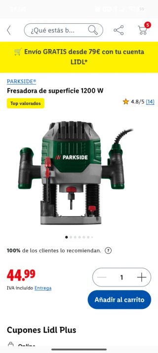Fresadora Parkside 1200W POF 1200 F5