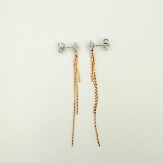 Pendientes Largos Diamante Oro 18K; 3,62g.