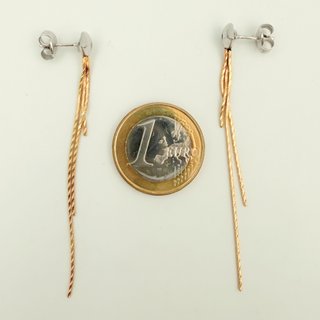 Pendientes Largos Diamante Oro 18K; 3,62g.
