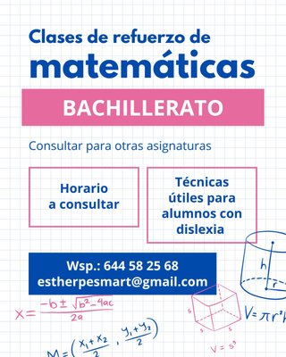 Refuerzo de matemáticas para bachillerato