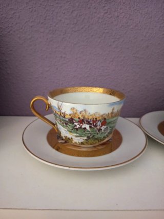 Juego 2 Tazas y Platos Limoges Porcelana