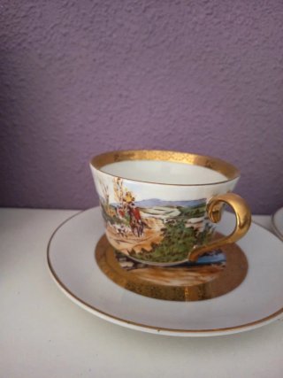 Juego 2 Tazas y Platos Limoges Porcelana