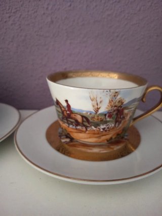 Juego 2 Tazas y Platos Limoges Porcelana