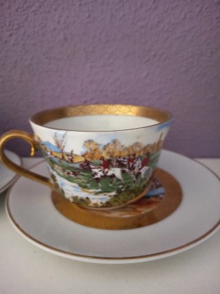 Juego 2 Tazas y Platos Limoges Porcelana