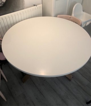 Mesa Comedor Redonda LOTUS Madera Blanca 120cm