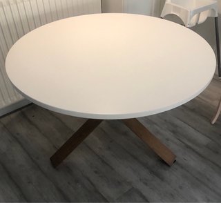 Mesa Comedor Redonda LOTUS Madera Blanca 120cm
