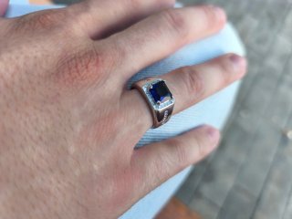 Anillo Plata 925 Zafiro Azul Talla 12