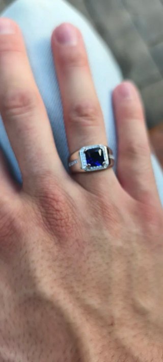 Anillo Plata 925 Zafiro Azul Talla 12