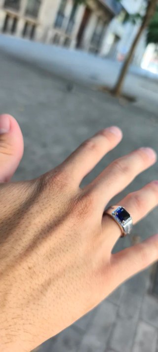 Anillo Plata 925 Zafiro Azul Talla 12