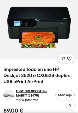Impresora HP Deskjet 3520 e CX052B