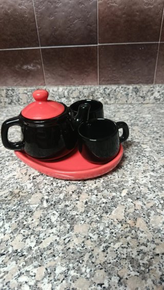 Juego de té cerámico corazón