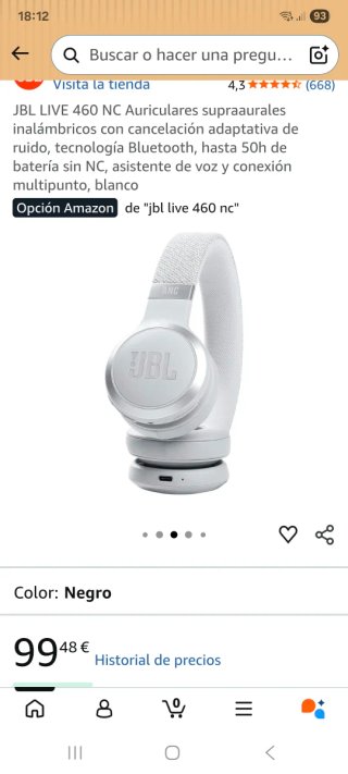 Cascos JBL Live 460NC Cancelación Ruido
