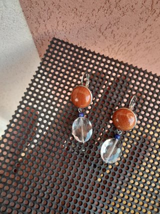 Orecchini Vintage Diaspro Lapislazzuli Cristalli