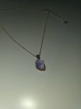 Collar Plata 925 Baño Oro Rosa Piedra Morada