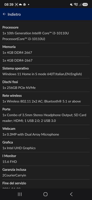 Lenovo i3-10110U 8GB RAM 256GB SSD Win11