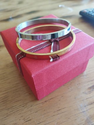 Pulsera Rígida Dorada y Plateada