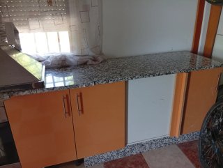 Cocina modular naranja (encimera+horno+vitro+camp)