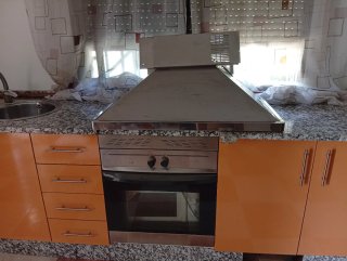 Cocina modular naranja (encimera+horno+vitro+camp)