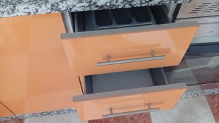 Cocina modular naranja (encimera+horno+vitro+camp)