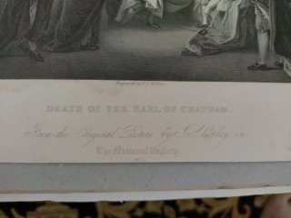 Grabado inglés Death of the Earl of Chatham