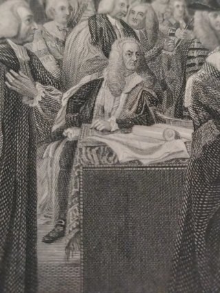 Grabado inglés Death of the Earl of Chatham