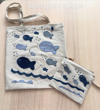 Bolso Tote y Neceser a Juego Peces