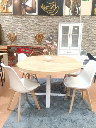 Mesa redonda extensible madera y metal