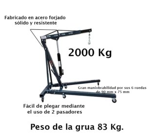 Grúa motor plegable 2000 Kg 6 ruedas