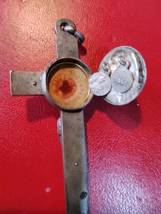 Antigua Crucifijo Relicario San Antonio