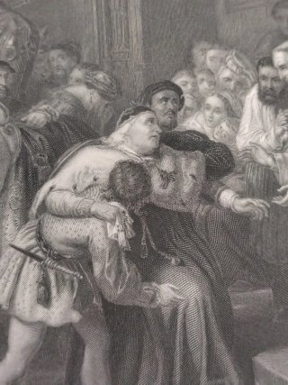 Grabado inglés antiguo Wolsey at Leicester Abbey