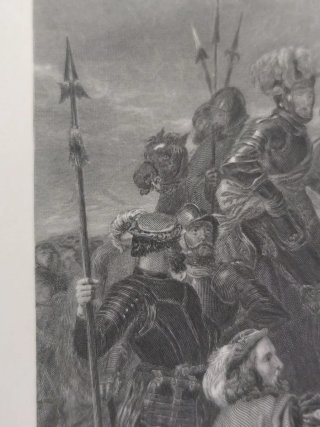 Grabado inglés antiguo Wolsey at Leicester Abbey