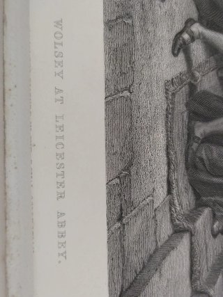 Grabado inglés antiguo Wolsey at Leicester Abbey