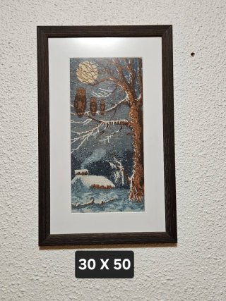 Cuadro de punto de cruz invierno 30x50