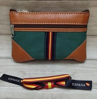 OFERTA! MONEDERO LONA/ PIEL VERDE + REGALO PULSERA