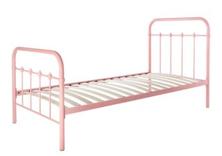 Cama individual metálica rosa