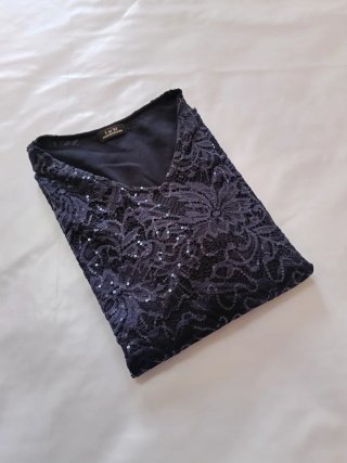 Blusa de fiesta para mujer "I de N" en encaje azul