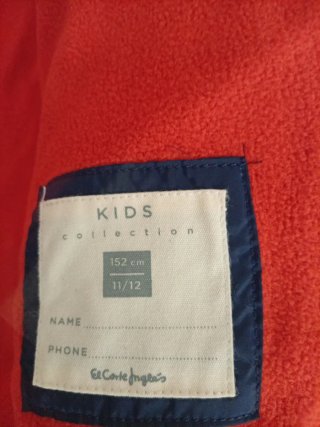 Cazadora invierno niño azul y naranja. 11/12 años