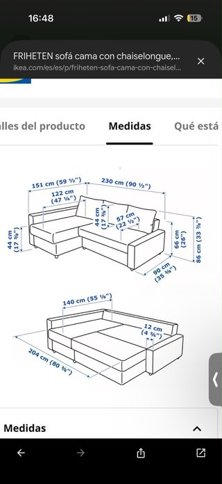 Sofá Cama Ikea FRIHETEN Gris