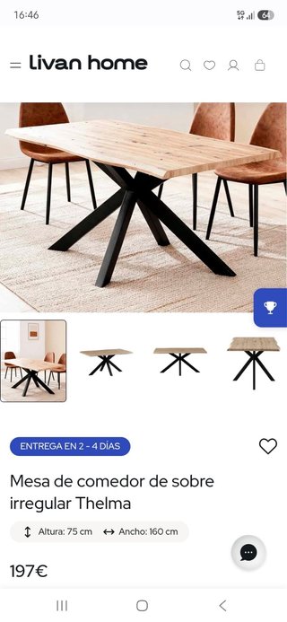 Mesa comedor irregular Livan home Thelma