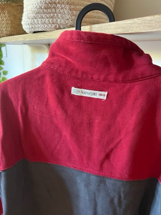 Sudadera Napapijri cremallera roja y marrón