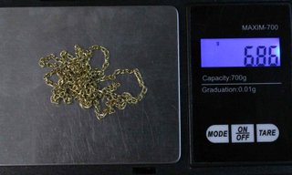 Cadena de oro de 18k. Peso: 6.86 gr.