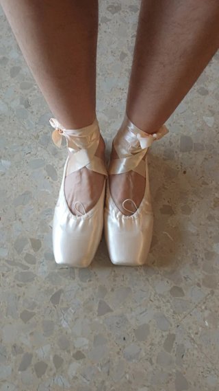 Zapatillas de punta ballet beige
