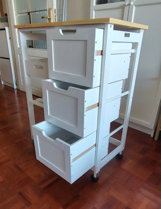 Carrito Cocina Madera y Blanco