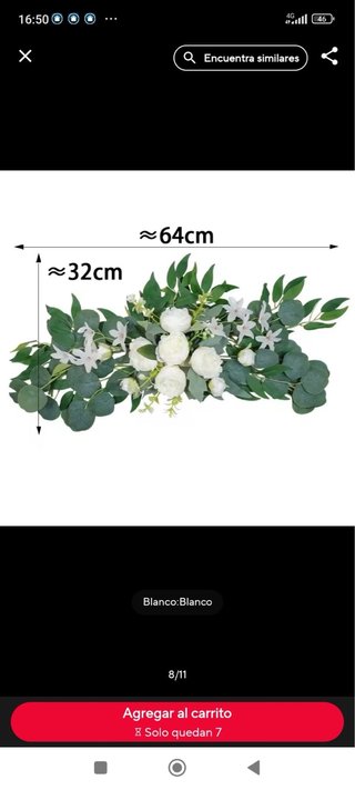 Arreglo floral artificial blanco aprox. 64cm