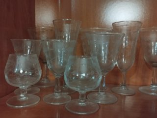 Conjunto 25 copas de cristal vintage. Sin usar.