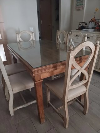 Mesa comedor rústica con 6 sillas
