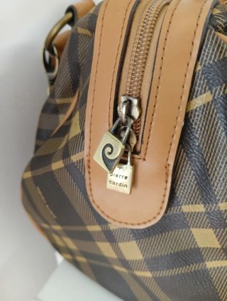 Borsa Pierre Cardin a quadri marrone