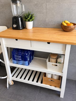 Carrito Cocina Madera y Blanco