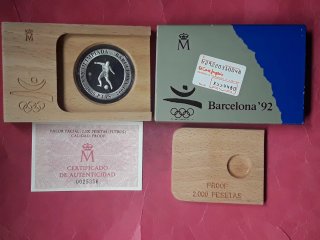 2000 PESETAS OLIMPIADA BARCELONA. PLATA. FUTBOL